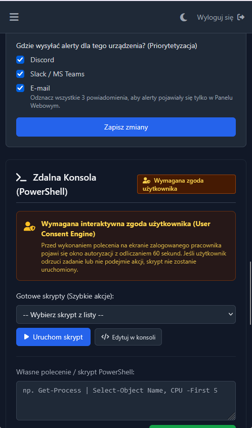Mobilna Zdalna Konsola PowerShell i User Consent Engine